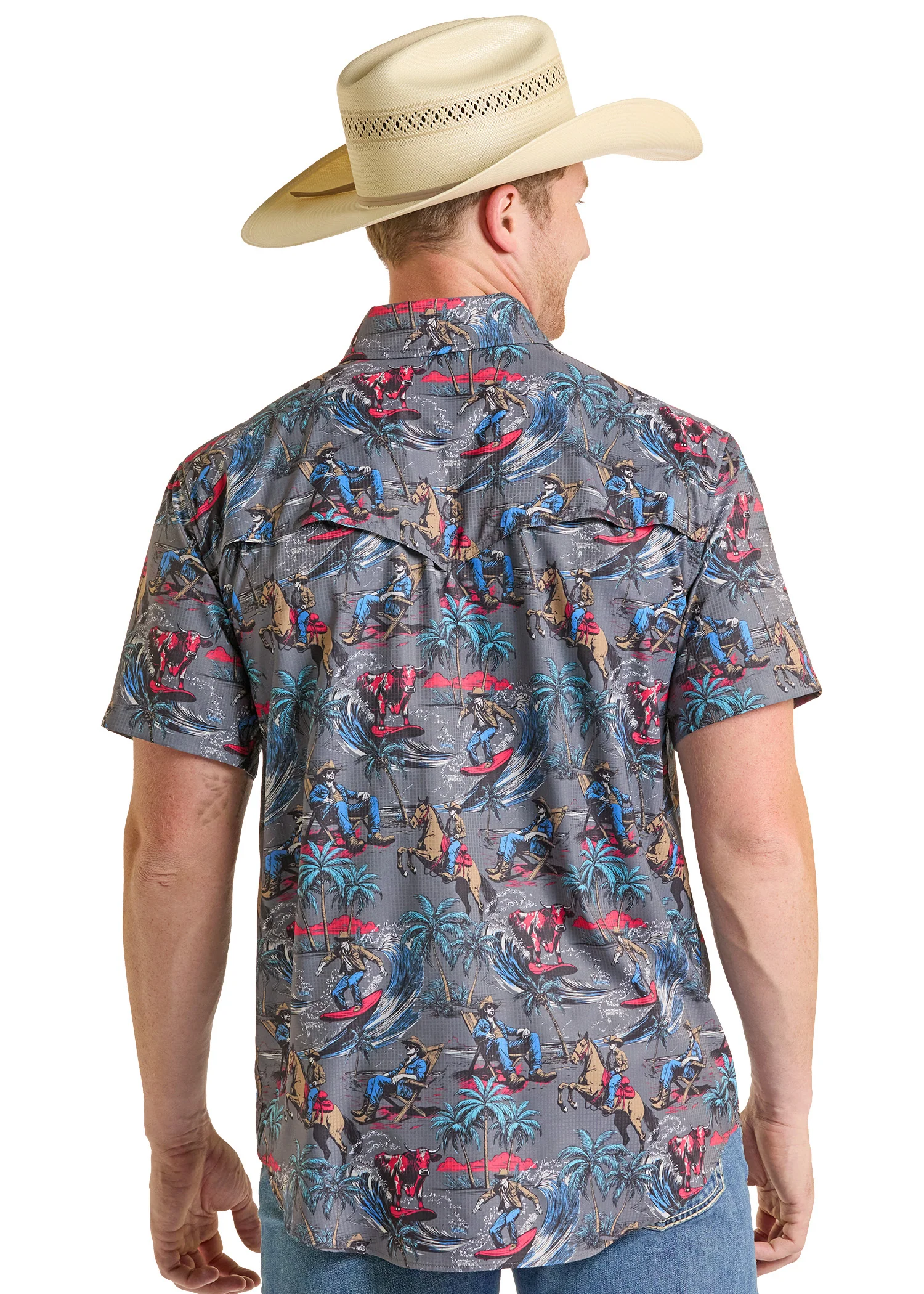 TEK Western Surfing Cowboy Short Sleeve Shirt - Image 3