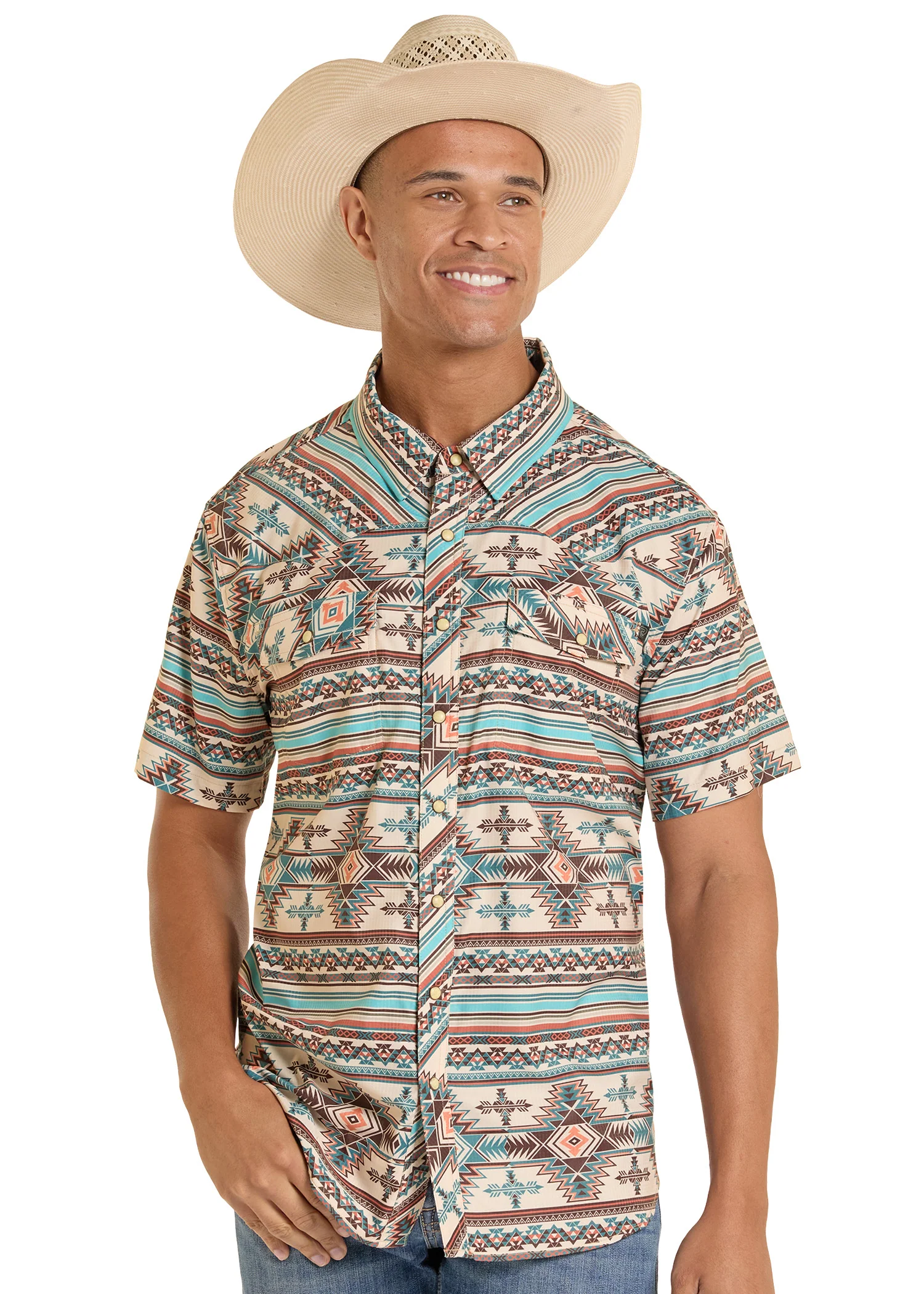 TEK Western Tribal Aztec Short Sleeve Shirt