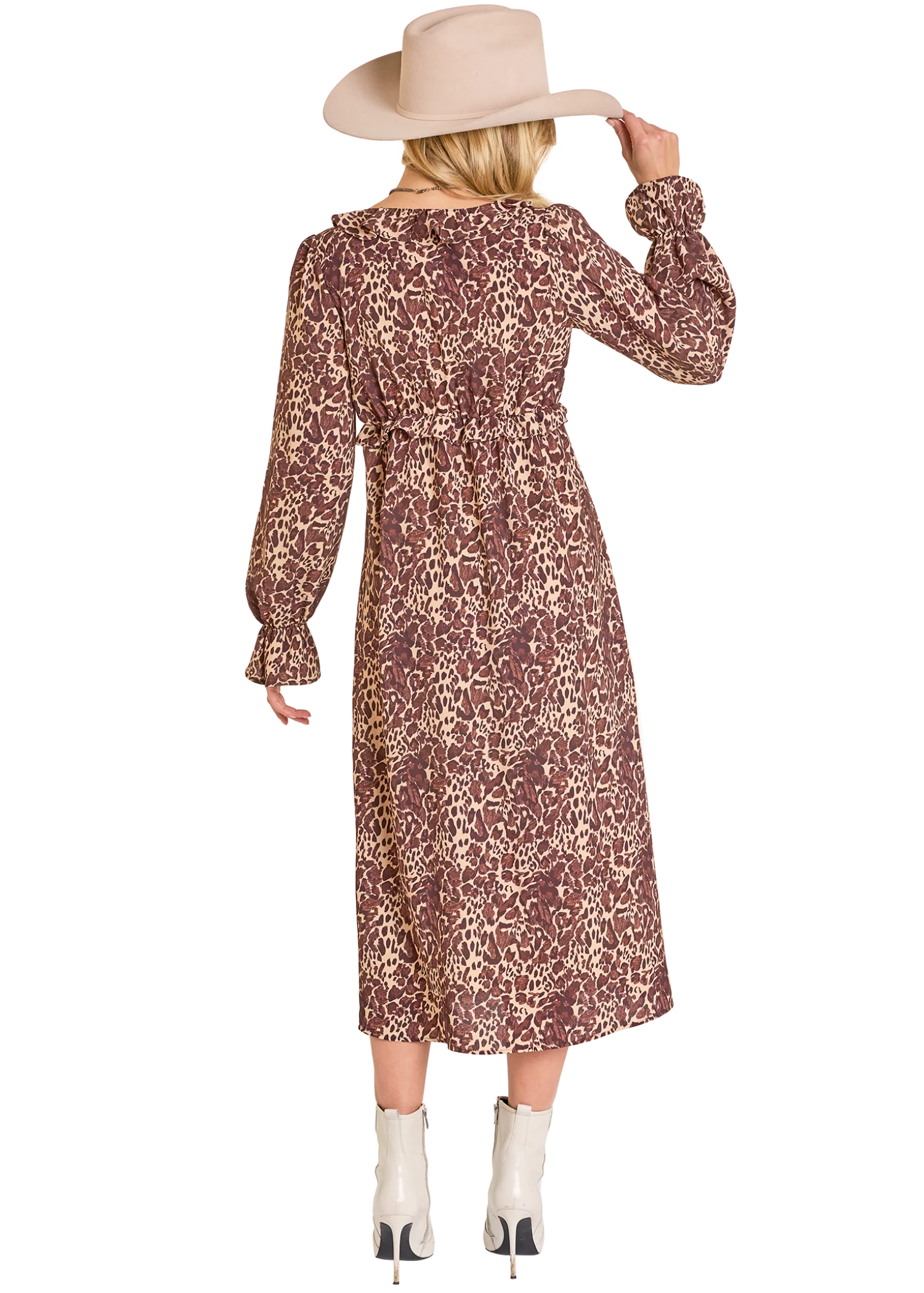 West Desperado Leopard Ruffle Trim Midi Dress - Image 3