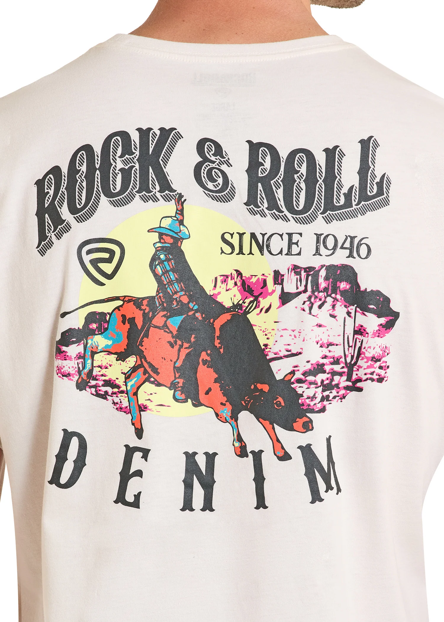 White Bronc Rider Rodeo Graphic Tee - Image 3