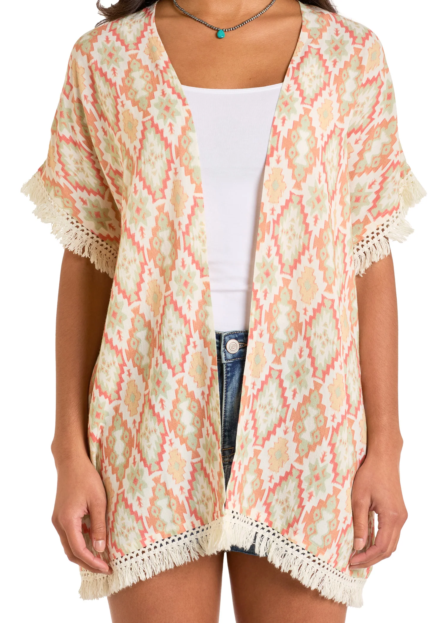 Aztec Fringe Kimono - Image 3