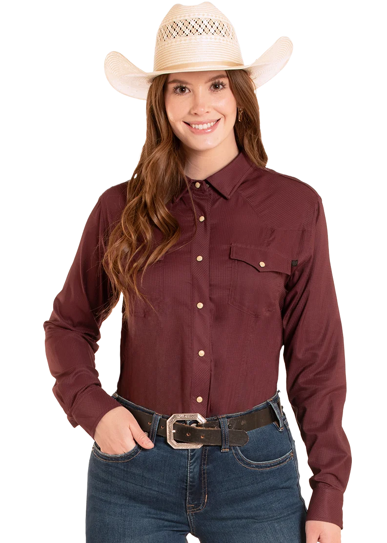 TEK Western Maroon Long Sleeve Shirt