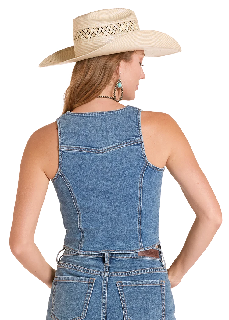 Zip-Up Denim Vest - Image 3