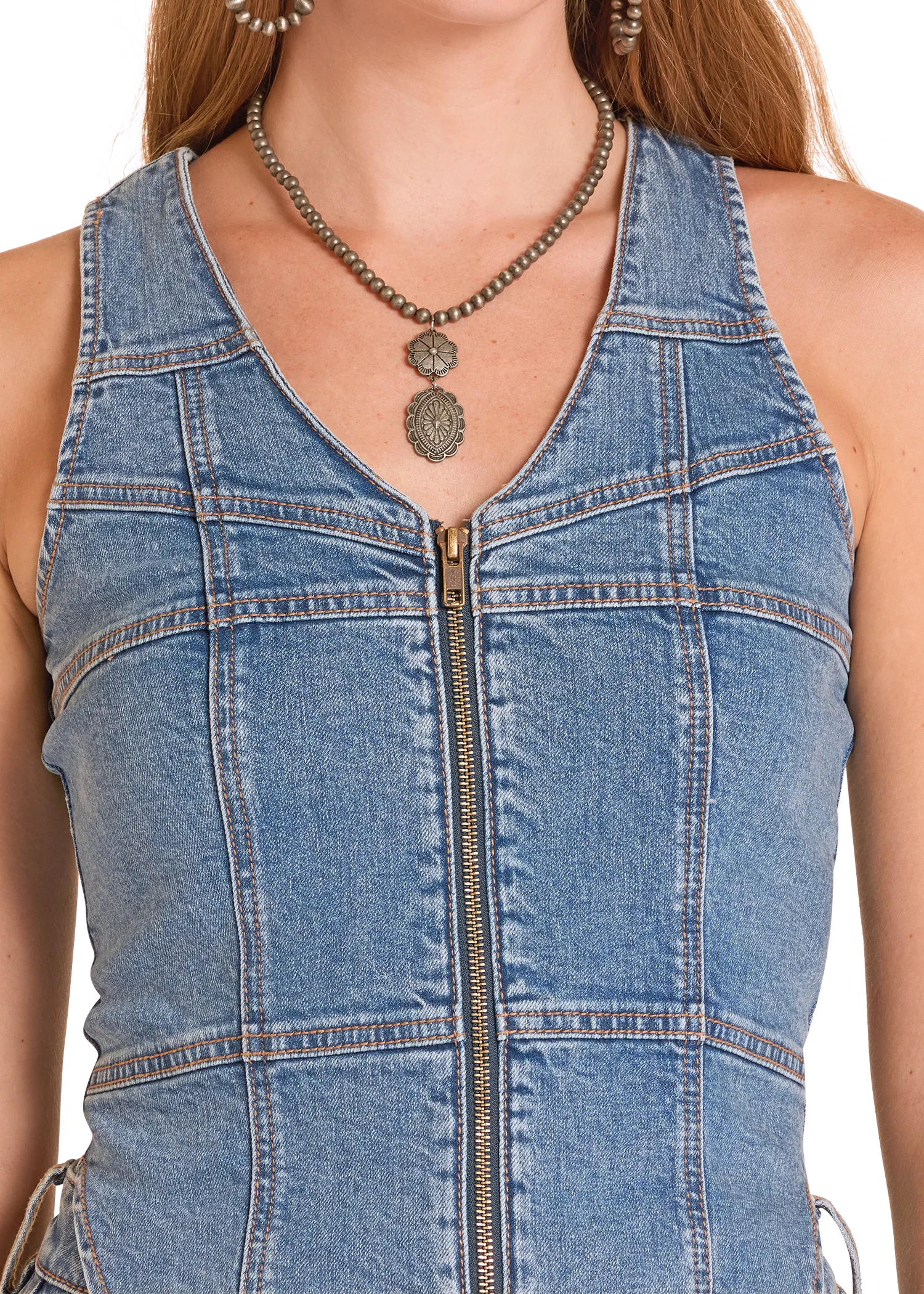 Zip-Up Denim Vest - Image 4